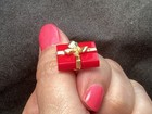 Vintage Avon Lucite Present Gift Box Red With Gold Bow Lapel Pin Tie Tack