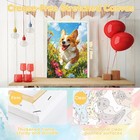Dog Paint By Numbers Kit Kids W  Frame Easel 8x12 Canvas Diy Animal Art Gift 