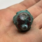 Rare Found Ancient Roman Bronze Mosaic Glass Ring With Rich Patina