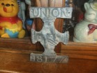 Antique Cast Lead Hand In Hand Fire Insurance Plaque  Sign Number 18177