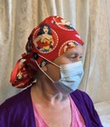 Satin Lined   Women s Surgical Scrub Cap - Ponytail  Navy Pink Nurses Medical -