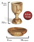 Olive Wood Communion Cups And Bread Plate Set 4 Kiddush Goblets With Tray