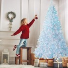 4-7ft Christmas Tree With Blue Led Lights Artificial Branches Tree Bushy Decor