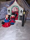 Vtg 1970s Holland Mold Ceramic Christmas Carolers Dog Street Light Church House