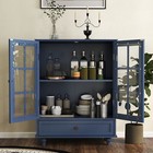 Modern Kitchen Sideboard Buffet Cabinet With Storage Drawer   Glass Doors Blue