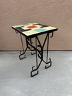 Circa 1920 Art Deco Encaustic Greek Key Wrought Iron Tile Table