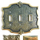 Brass Switch Plate Lot 3  Mcm Sa American Tack  Heavy Ornate Vintage Electrical