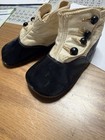Victorian  Edwardian Antique Vintage Leather Baby Shoes Black White 4 Button