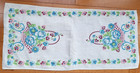 Vtg Mid Century 1950s Kitchen Linen Tea Towel Floral Blue Pink Flower Basket 30 