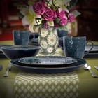 Elama Dinnerware Stoneware Deepsea Mozaic Glazed Modern  16 Pc Sea Blue  4 Set
