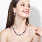 Silver Plated Blue Zirconia Sunflower Necklace Earrings Women Bridal Jewelry Set