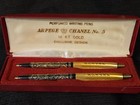 Vintage Chanel No 5   Arpege 14k Gold Filigree Perfumed Ballpoint Pen Set In Box