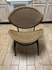 1970s Mid Century Modern Rattan Clam Chair Great Condition 
