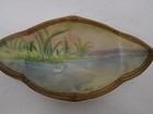 Antique Nippon  Hand Painted Triangular Tray Moriage Edge