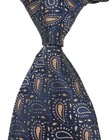 New Classic Paisley Dark Blue Gold Woven Skinny Silk Men s Tie Necktie 8cm