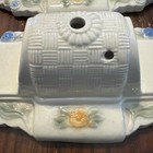 Pair Vtg Art Deco Porcelain Flush Mount Wall Sconce  Ceiling Fixture Floral