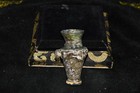 Ancient Roman Glass Bottle With Iridescent Patina   Rare Motifs