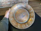 Large 15 5 Antique Middle Eastern Turkish Ottoman Copper Charger Dish Tray Plate