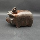 Jan Barboglio Forged Iron Piggy Bank With Roses Rustic Metal Coin Bank Mexico