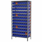 Akro-mils 36448blue Shelf Storage Bin  Plastic  Blue orange  4 In H  4 1 8 In