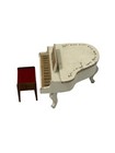 Vintage Lundby Dollhouse Furniture Grand Piano With Stool Wooden Lot 2 Pieces