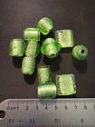 11 Large Green Glass Beads  Lamp Work  Furnace Beads Lg Hole   b1184   20mm