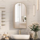 Recessed Medicine Cabinet Bathroom Arch Mirror Cabinet With Storage Brushed Gold
