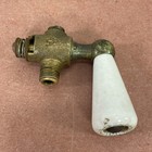 Vintage Porcelain Handle Brass Gas Valve Stove Burner Shut Off Antique Lever
