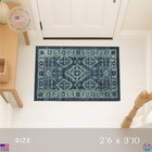 Maples Rugs Georgina Traditional Non-skid Accent Carpet  Navy green  2 6  X 3 10