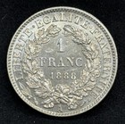France 1888-a 1 Franc Silver Coin  Au    Condition  Nice Luster 
