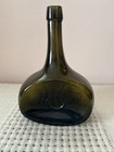 Antique Olive Green Wine Bottle W  Molded Embossed Horseshoe Decoration
