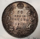 1918 Canada 50 Cents Au World Silver Coin Toned 