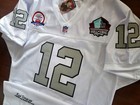New  Rare  Oakland Raiders  12 C Ken Stabler Stitched Dual Patch Jersey White La