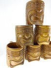 6pc Set Lot Vintage Carved Wood Tiki Mugs Hawaii 