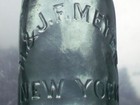 H    J  F  Meyer New York  Blue Blob Top Bottle With Gate Closure  Chip On Lip