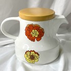 Vintage 70   s England Teapot Orange Yellow Gold Floral Retro Mid Century Modern