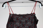Victoria s Secret Vintage Slip Dress Medium Black Red Lace Sheer Lingerie Y2k
