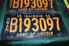 Beautiful Metal Pair  Illinois License Plates  1955 B193097   Bonus 2140157