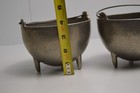 2 Vintage Carson Pewter Metal Cauldrons Kitchen Silver Kettle 3 Legged 5 25 