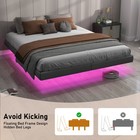 Queen Size Floating Bedroom Bed Frame With Under Bed Storage   Led Lights Metal