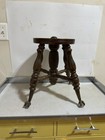Antique Oak Victorian Swivel Piano Stool Glass Ball Claw Feet Missing Top Seat