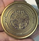 1930s Brass Embossed Pompeian Bloom Oriental Compact W Mirror   Puff Usa