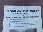 Vintage Rare 1930s Doncaster Grand Theatre Double Sided Poster Love On The Dole