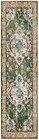 Monaco Collection Runner Rug - 2 2  X 8   Forest Green   Light Blue  Medallio   