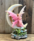 Fairy On Moon Pink Resin Figurine 4 5  X 3 
