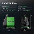 Vivosun 800gph Submersible Water Pump Hydroponics Fountain Aquariums Fish Tank