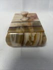 Vintage Jewelry Box Trinket Marble Stone Heavy Beautiful Colors Very Nice