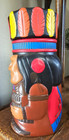 Vintage Amber Brown Native American Chief With Tomahawk Cigar tobacco Jar 