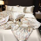 4pcs Mulberry Silk Bedding Set King Size Printed Duvet Cover Bedsheet Pillowcase