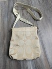 Coach F48806 Signature Light Khaki Cream Canvas leather Trim Slim Crossbody